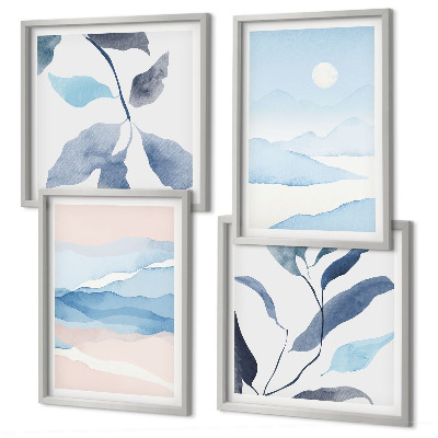 Mur de tableaux Paysages de montagne aquarelle plantes