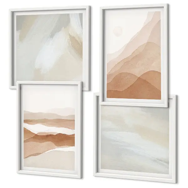 Paysages abstraits bruns polyptyque composé de 2 cadres