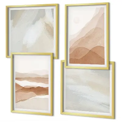 Paysages abstraits bruns polyptyque composé de 2 cadres