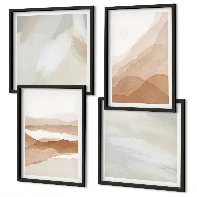 Paysages abstraits bruns polyptyque composé de 2 cadres