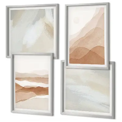 Paysages abstraits bruns polyptyque composé de 2 cadres