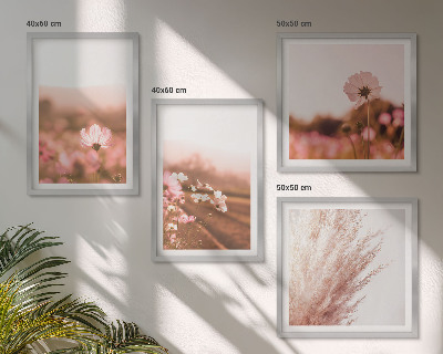 Ensemble de 4 tableaux Fleurs sauvages dans les prairies en été