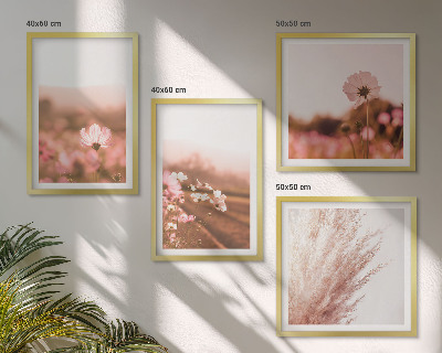 Ensemble de 4 tableaux Fleurs sauvages dans les prairies en été