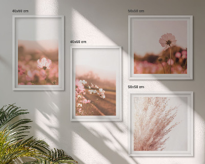 Ensemble de 4 tableaux Fleurs sauvages dans les prairies en été