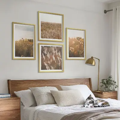 Ensemble de 4 tableaux Fleurs des prairies d'été au coucher de soleil ensemble de 4 tableaux motif fleurs des prairies d'été au coucher de soleil
