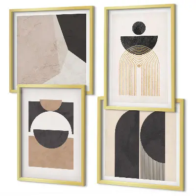 Polyptyque de 2 cadres formes abstraites beige et marron
