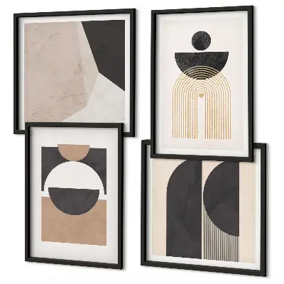 Polyptyque de 2 cadres formes abstraites beige et marron