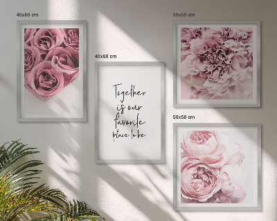 Mur de tableaux Bouquets de roses inscription à la maison