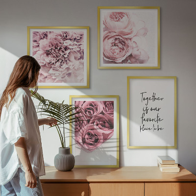 Mur de tableaux Bouquets de roses inscription à la maison