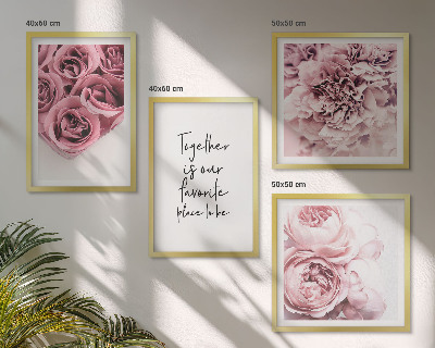 Mur de tableaux Bouquets de roses inscription à la maison