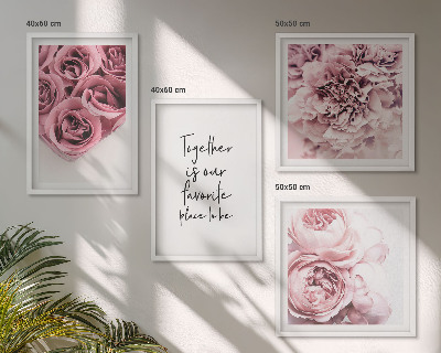 Mur de tableaux Bouquets de roses inscription à la maison