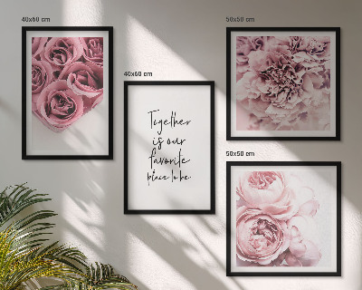 Mur de tableaux Bouquets de roses inscription à la maison