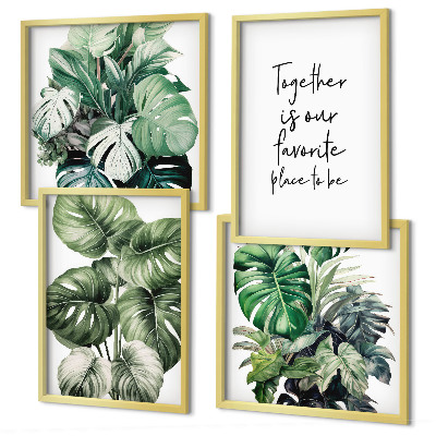 Polyptyque z cadres Décoration de feuilles tropicales vertes