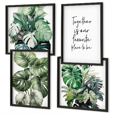 Polyptyque z cadres Décoration de feuilles tropicales vertes