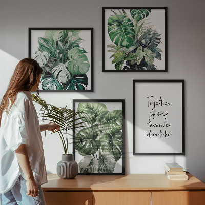 Polyptyque z cadres Décoration de feuilles tropicales vertes