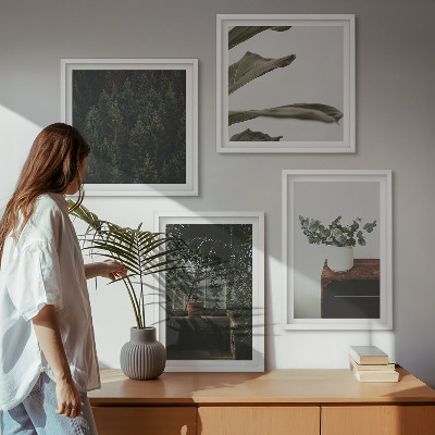 Ensemble de 4 tableaux Plantes rustiques en pot