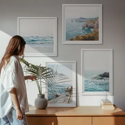 Vues sur le paysage marin tableau polyptyque 4 cadres