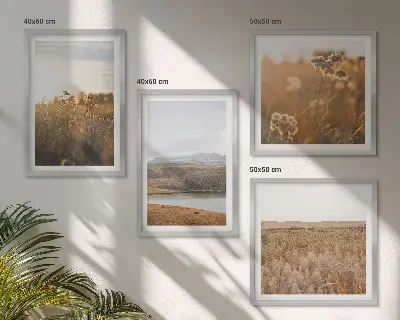 Ensemble de 4 tableaux paysages de montagnes, prairies et lac