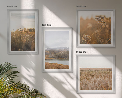 Ensemble de 4 tableaux Paysages prairies montagnes lac
