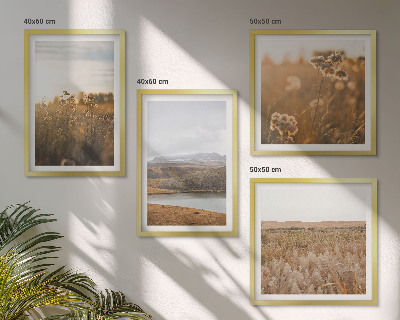 Ensemble de 4 tableaux Paysages prairies montagnes lac