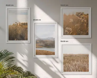 Ensemble de 4 tableaux paysages de montagnes, prairies et lac