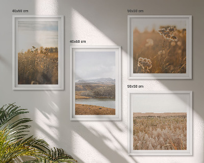 Ensemble de 4 tableaux Paysages prairies montagnes lac