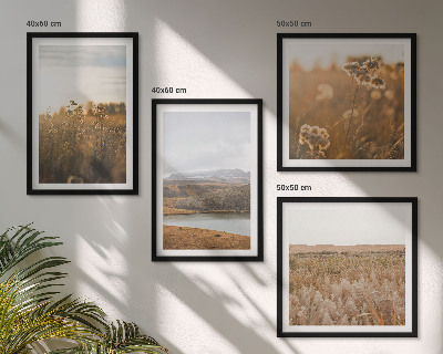 Ensemble de 4 tableaux Paysages prairies montagnes lac