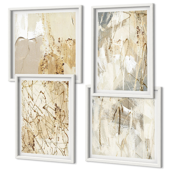 Mur de tableaux Lignes abstraites beiges