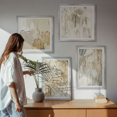 Mur de tableaux Lignes abstraites beiges