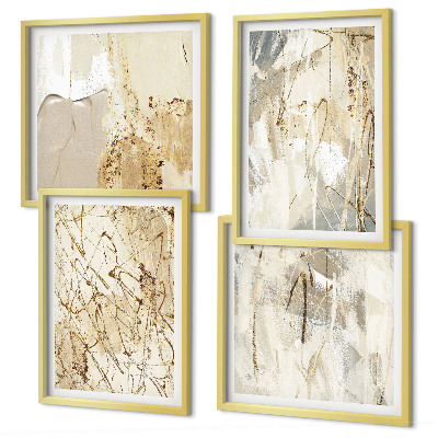 Mur de tableaux Lignes abstraites beiges