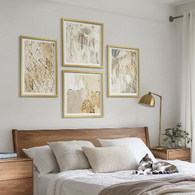 Mur de tableaux Lignes abstraites beiges
