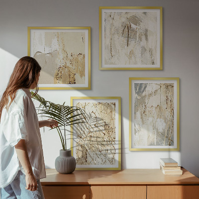 Mur de tableaux Lignes abstraites beiges