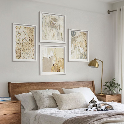 Mur de tableaux Lignes abstraites beiges