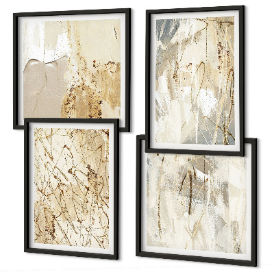 Mur de tableaux Lignes abstraites beiges
