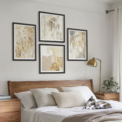 Mur de tableaux Lignes abstraites beiges