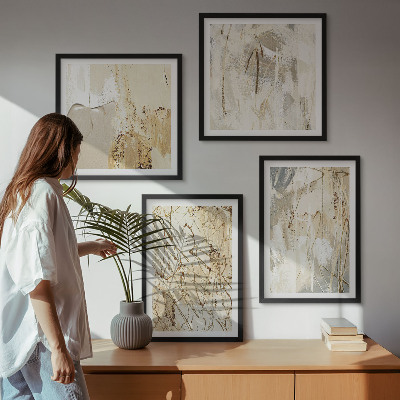 Mur de tableaux Lignes abstraites beiges