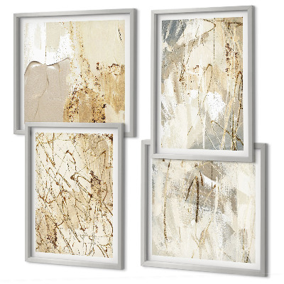 Mur de tableaux Lignes abstraites beiges
