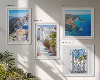 Tableau polyptyque 4 cadres architecture grecque de Santorin à Oia