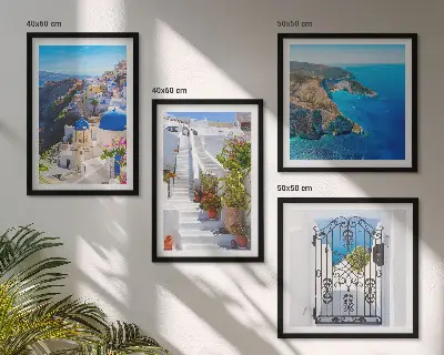 Tableau polyptyque 4 cadres architecture grecque de Santorin à Oia