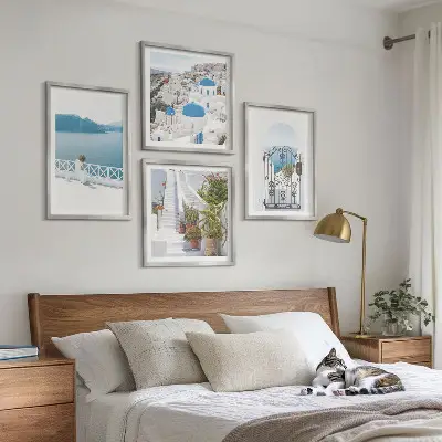Ensemble de 4 tableaux plantes d'escalier blanc mer ensemble composé de 4 tableaux