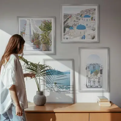 Ensemble de 4 tableaux plantes d'escalier blanc mer ensemble composé de 4 tableaux