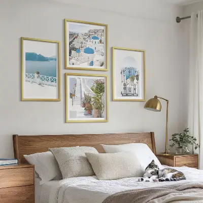 Ensemble de 4 tableaux plantes d'escalier blanc mer ensemble composé de 4 tableaux