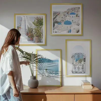 Ensemble de 4 tableaux plantes d'escalier blanc mer ensemble composé de 4 tableaux