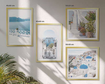 Ensemble de 4 tableaux Plantes d'escalier blanc mer