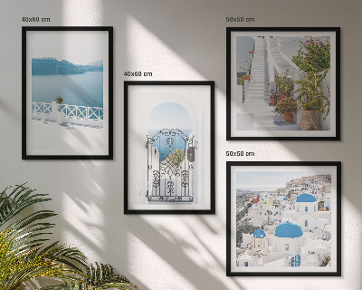 Ensemble de 4 tableaux Plantes d'escalier blanc mer