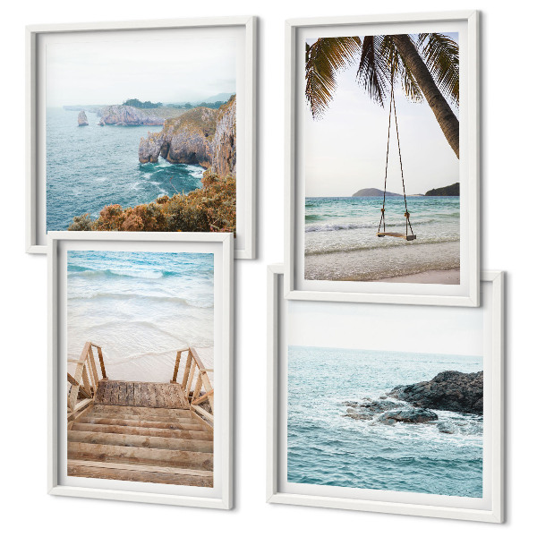 Mur de tableaux Escaliers, plage, vue sur la mer, balançoire