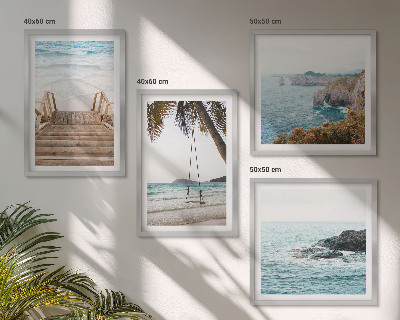 Mur de tableaux Escaliers, plage, vue sur la mer, balançoire
