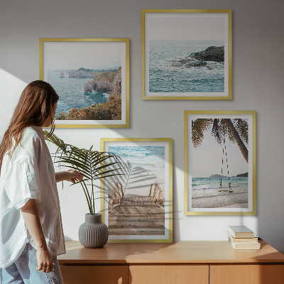 Mur de tableaux Escaliers, plage, vue sur la mer, balançoire