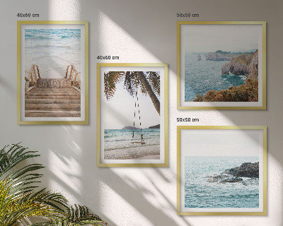 Mur de tableaux Escaliers, plage, vue sur la mer, balançoire