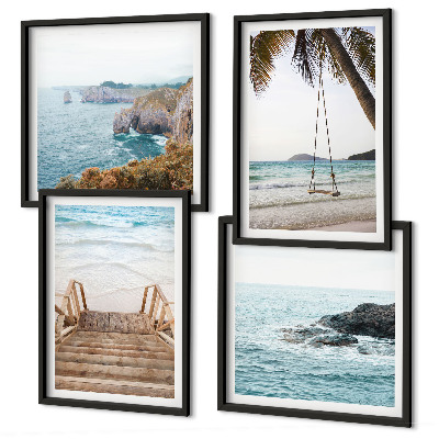 Mur de tableaux Escaliers, plage, vue sur la mer, balançoire